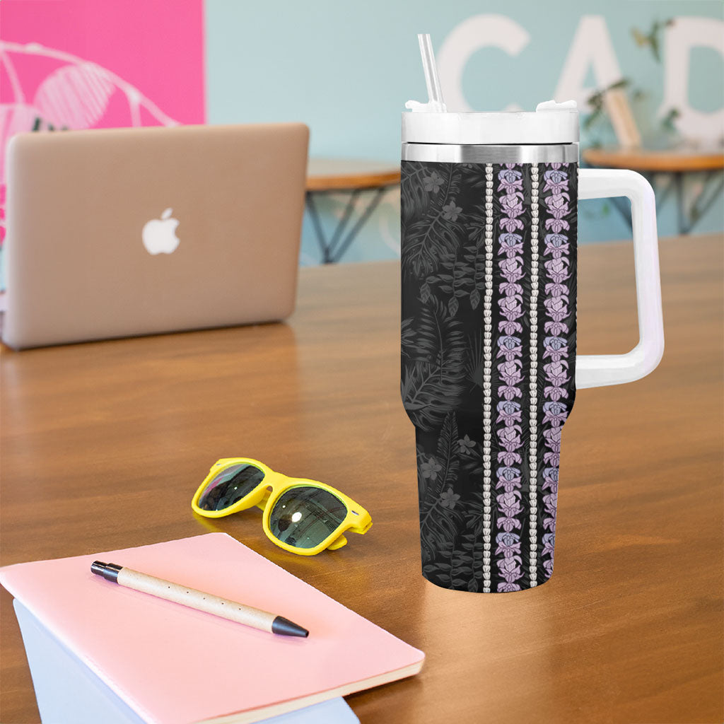 Hawaii Queen Liliuokalani Tumbler With Handle Hawaiian Lei Pua Kalaunu