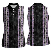 Hawaii Queen Liliuokalani Women Sleeveless Polo Shirt Hawaiian Lei Pua Kalaunu