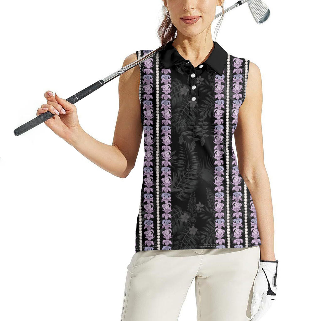 Hawaii Queen Liliuokalani Women Sleeveless Polo Shirt Hawaiian Lei Pua Kalaunu