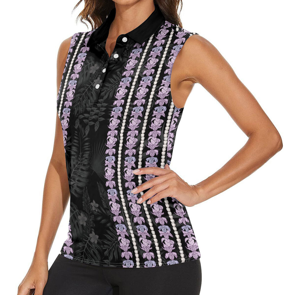 Hawaii Queen Liliuokalani Women Sleeveless Polo Shirt Hawaiian Lei Pua Kalaunu