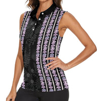Hawaii Queen Liliuokalani Women Sleeveless Polo Shirt Hawaiian Lei Pua Kalaunu