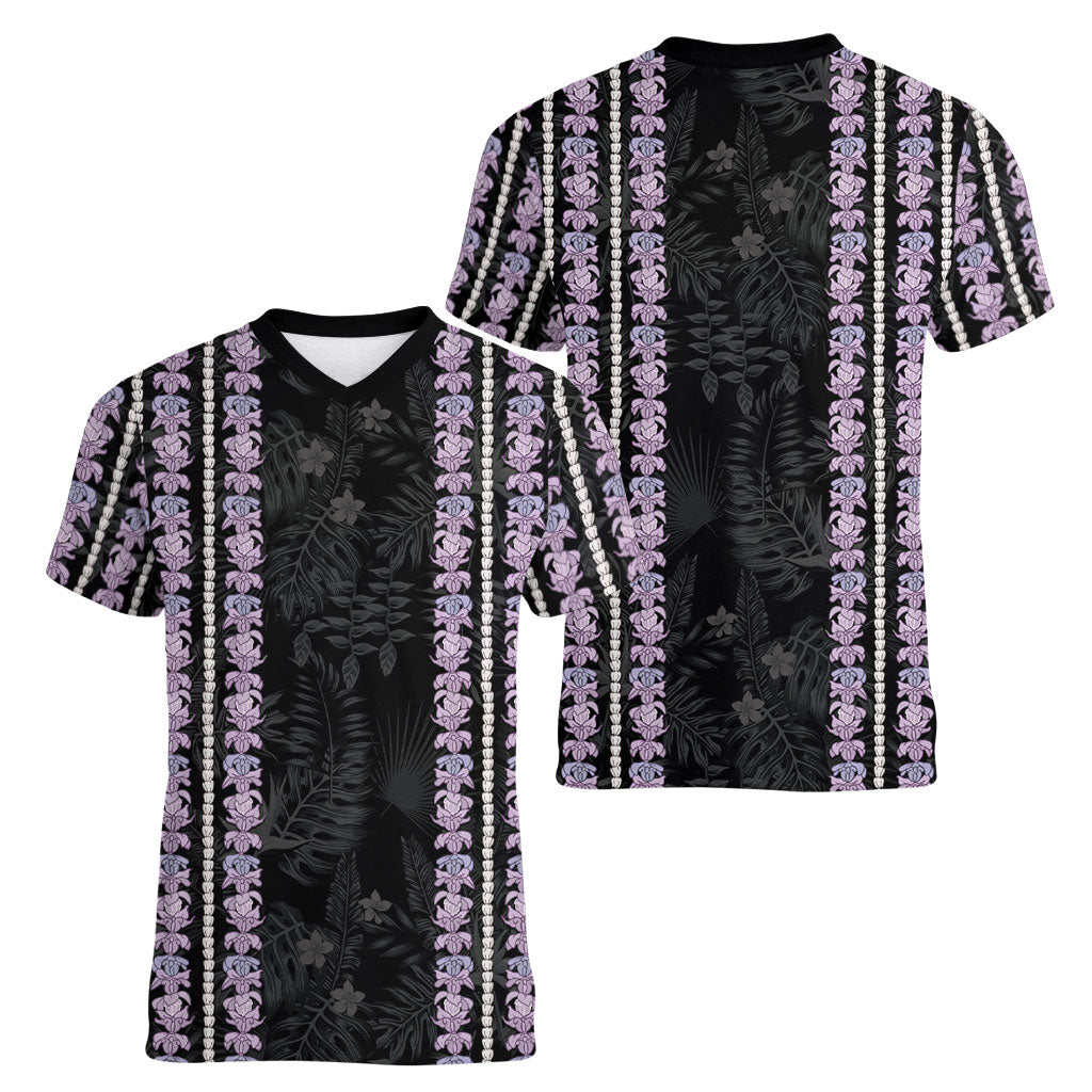 Hawaii Queen Liliuokalani Women V-Neck T-Shirt Hawaiian Lei Pua Kalaunu