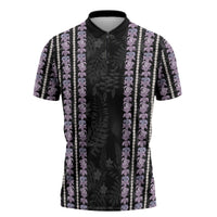 Hawaii Queen Liliuokalani Zipper Polo Shirt Hawaiian Lei Pua Kalaunu