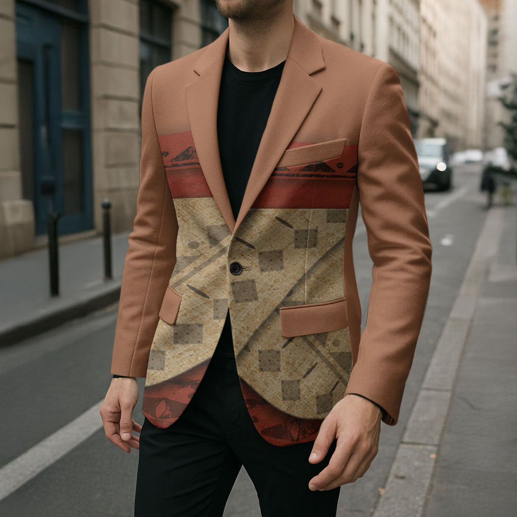 Island Elder Inspired Costume Blazer Polynesian Tribal Pattern