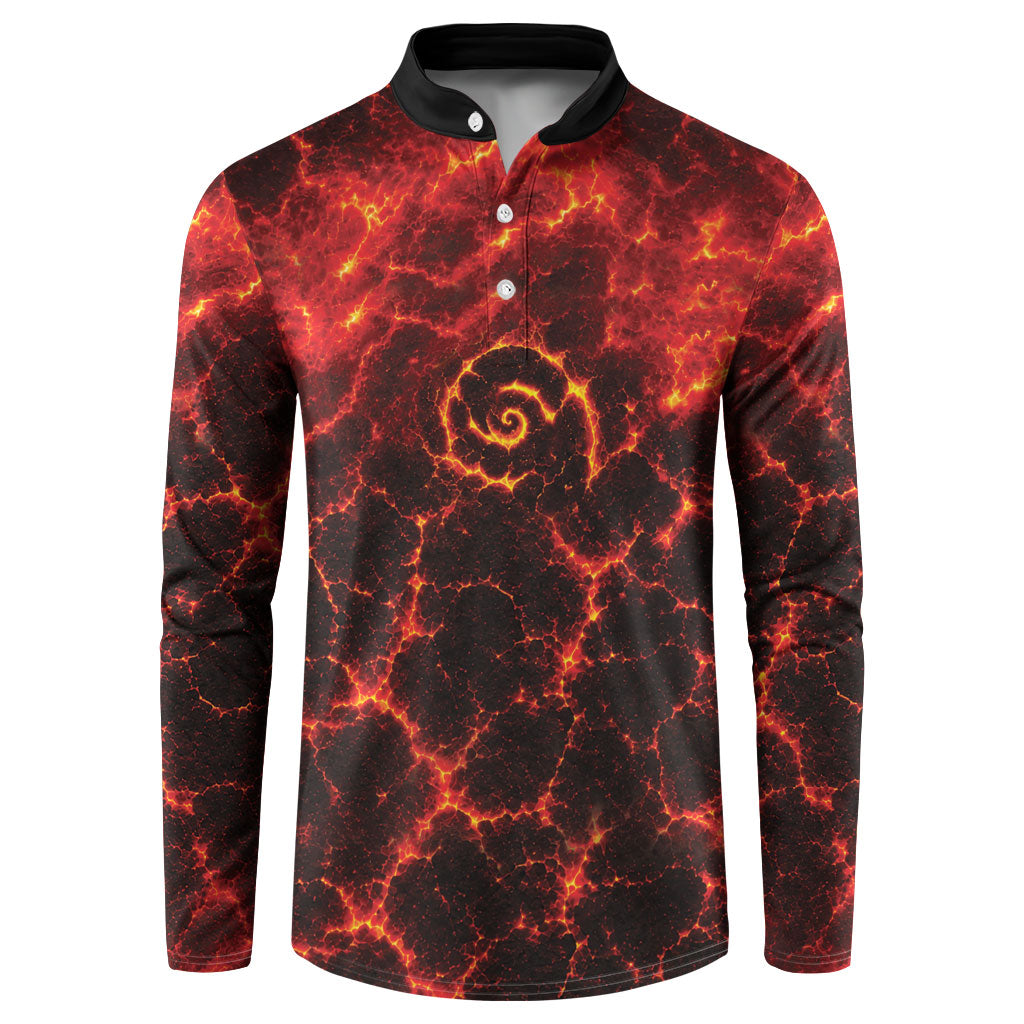 Lava Monster Costume Button Sweatshirt Fiery Lava Spiral LT05 Red - Polynesian Pride