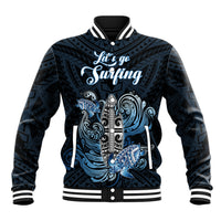 Personalised Polynesia Go Surfing Baseball Jacket The Pacific Wave Of Water LT05 Unisex Blue - Polynesian Pride