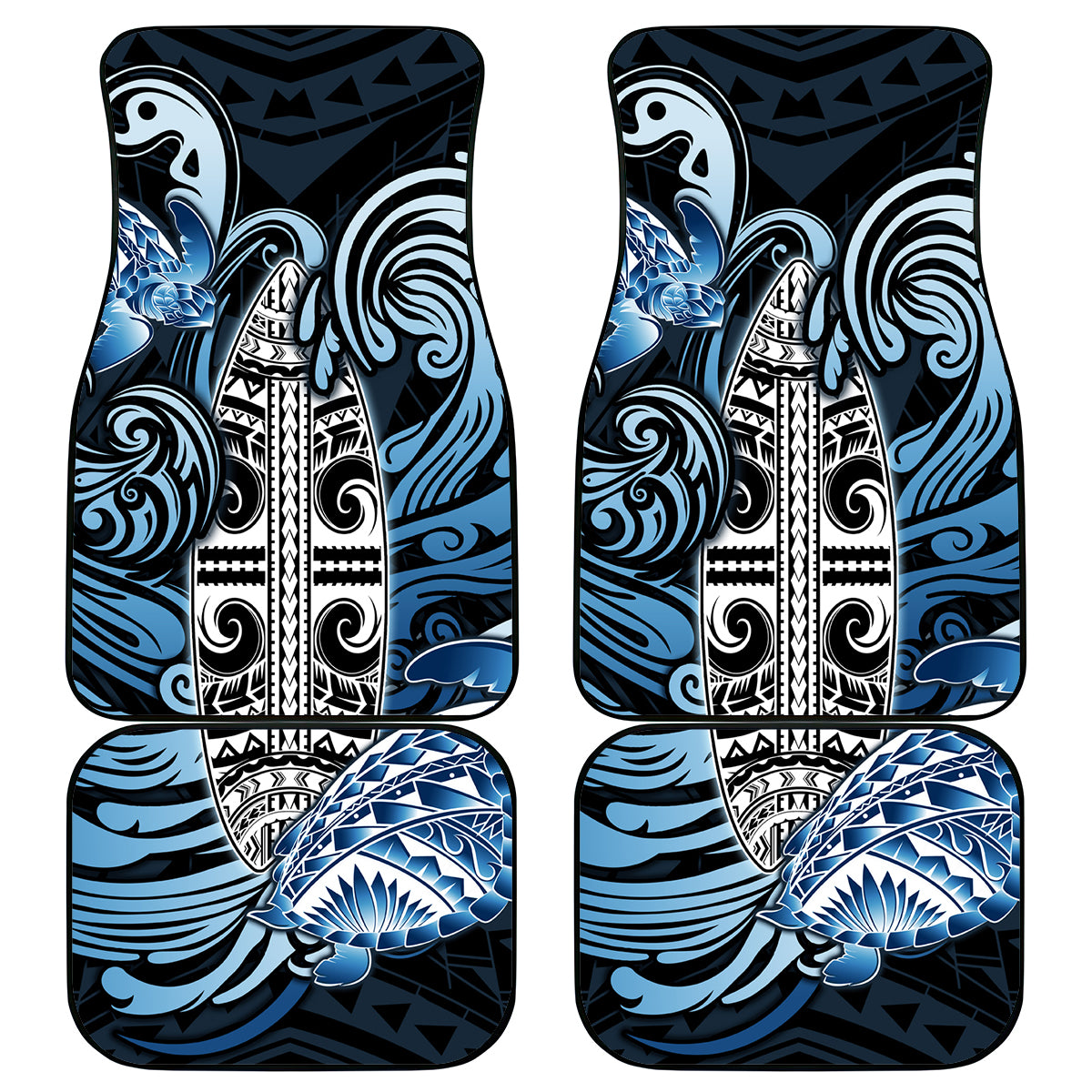 Polynesia Go Surfing Car Mats The Pacific Wave Of Water LT05 Blue - Polynesian Pride