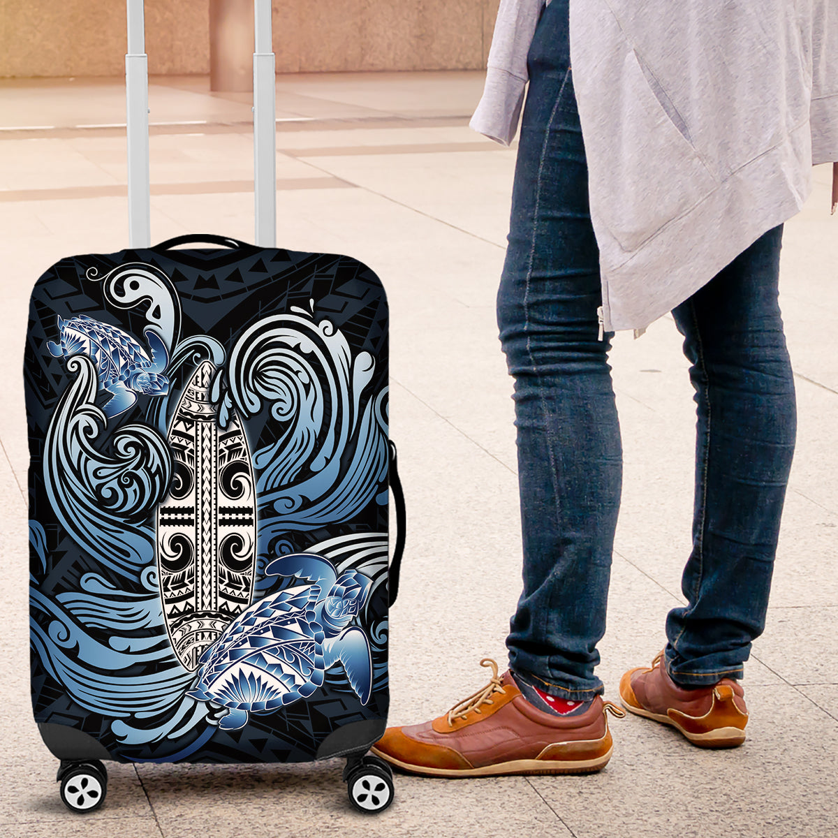 Polynesia Go Surfing Luggage Cover The Pacific Wave Of Water LT05 Blue - Polynesian Pride