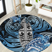 Polynesia Go Surfing Round Carpet The Pacific Wave Of Water LT05 Blue - Polynesian Pride