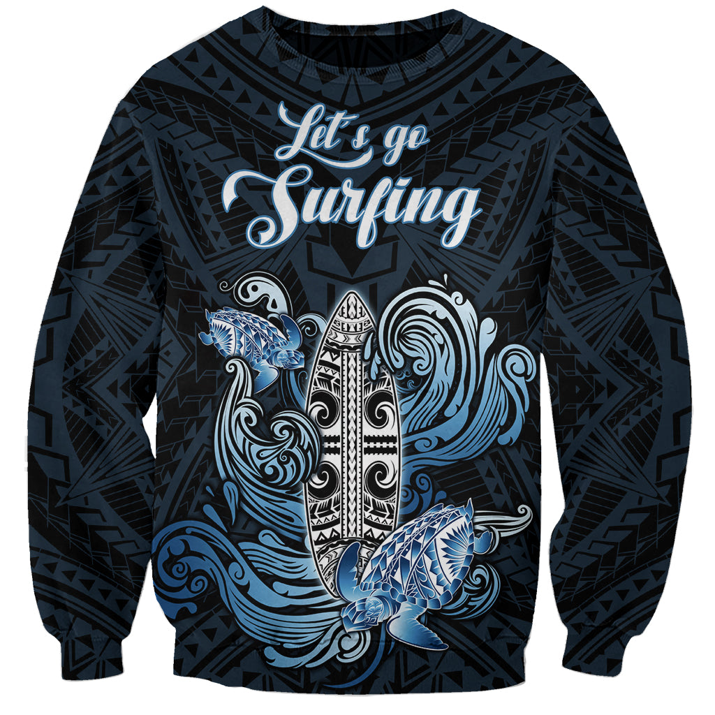 Personalised Polynesia Go Surfing Sweatshirt The Pacific Wave Of Water LT05 Unisex Blue - Polynesian Pride