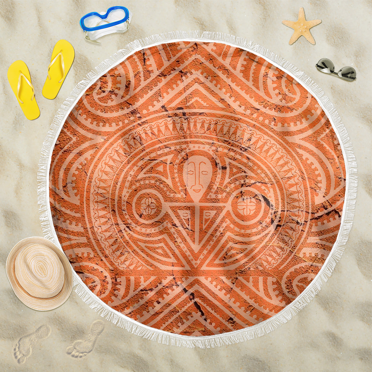 Lapita Culture Beach Blanket Iconic Double Face Pattern LT05 One Size 150cm Brown - Wonder Print Shop