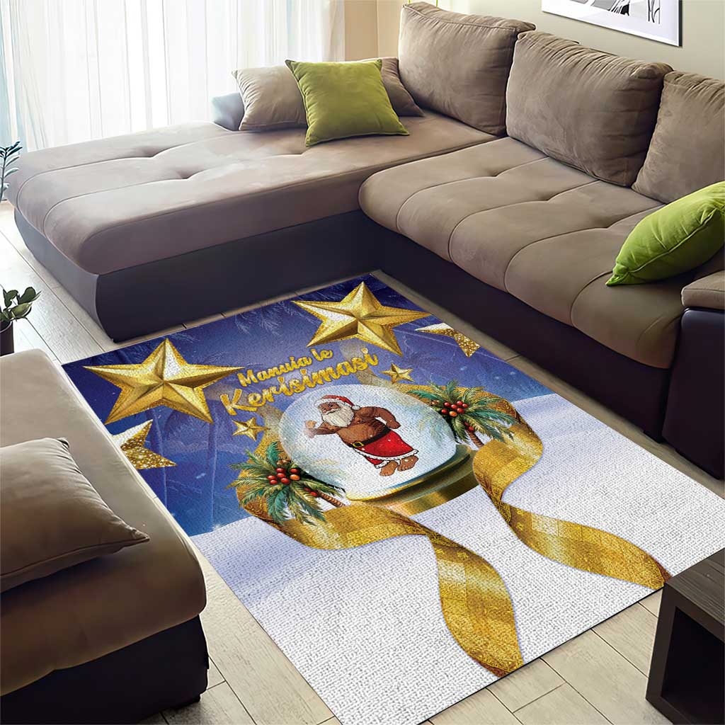 Samoa Christmas Area Rug Snow Globe With Samoan Santa LT05 - Polynesian Pride