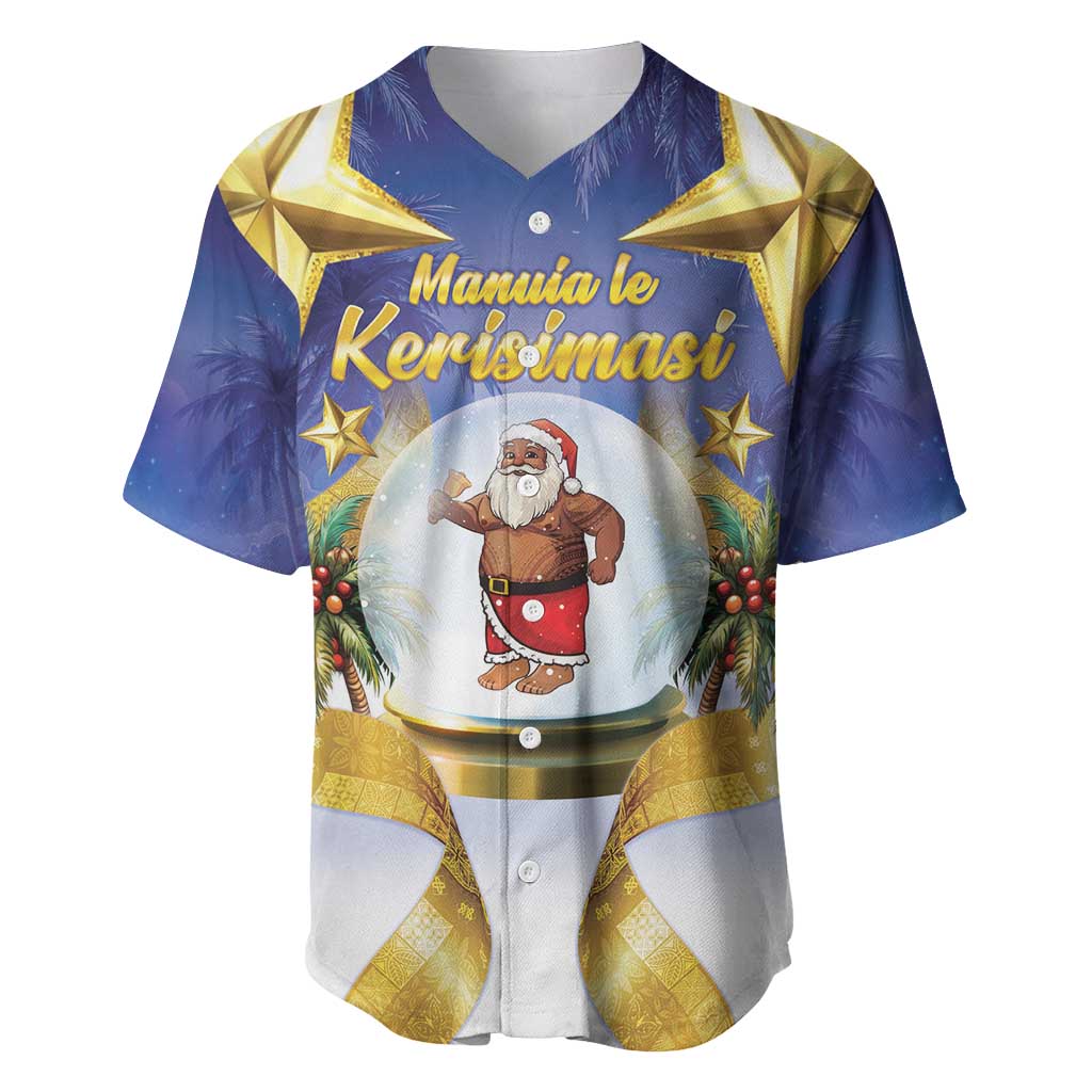 Samoa Christmas Baseball Jersey Snow Globe With Samoan Santa - Polynesian Pride