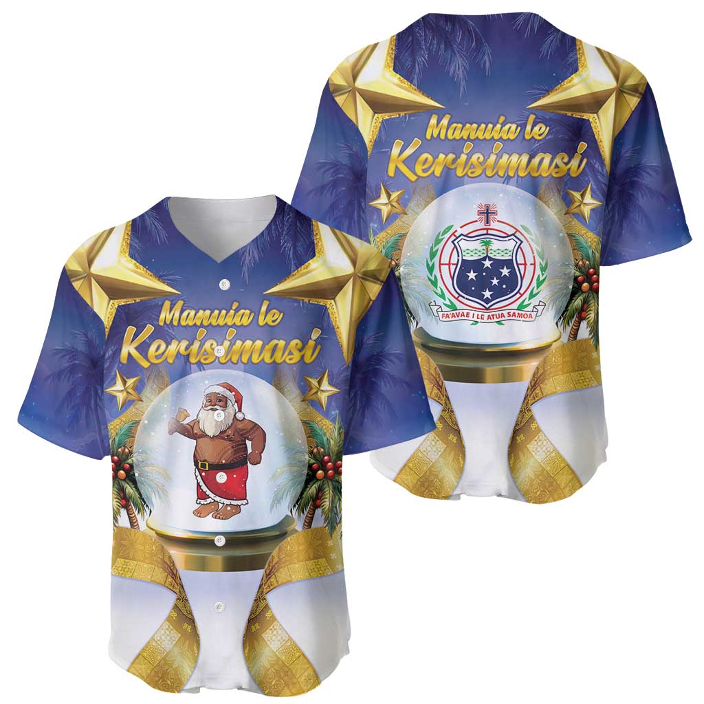 Samoa Christmas Baseball Jersey Snow Globe With Samoan Santa LT05 - Polynesian Pride