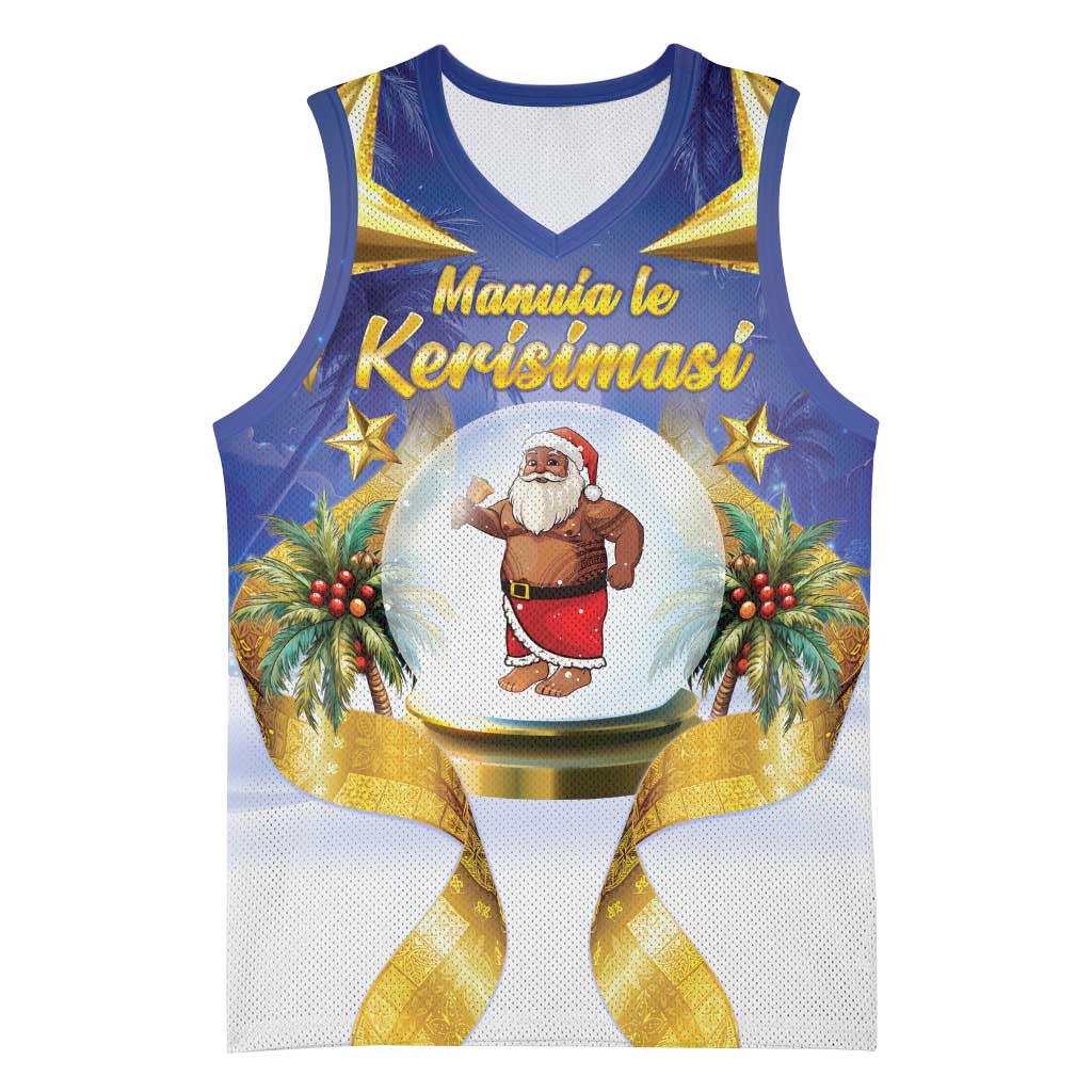 Samoa Christmas Basketball Jersey Snow Globe With Samoan Santa - Polynesian Pride