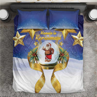 Samoa Christmas Bedding Set Snow Globe With Samoan Santa LT05 Navy - Polynesian Pride