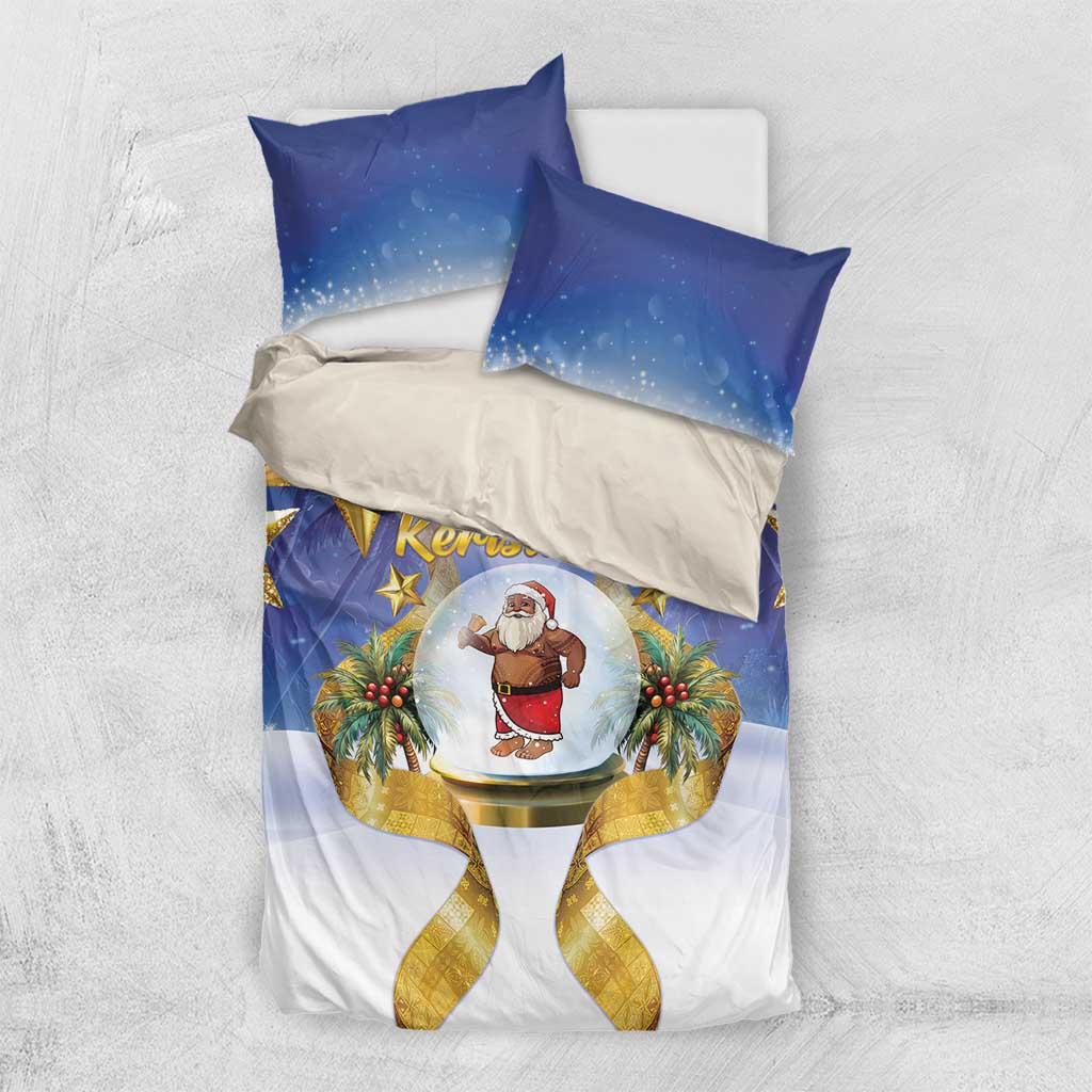 Samoa Christmas Bedding Set Snow Globe With Samoan Santa LT05 US Twin 172cm x 218cm Navy - Polynesian Pride