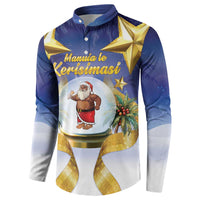 Samoa Christmas Button Sweatshirt Snow Globe With Samoan Santa - Polynesian Pride