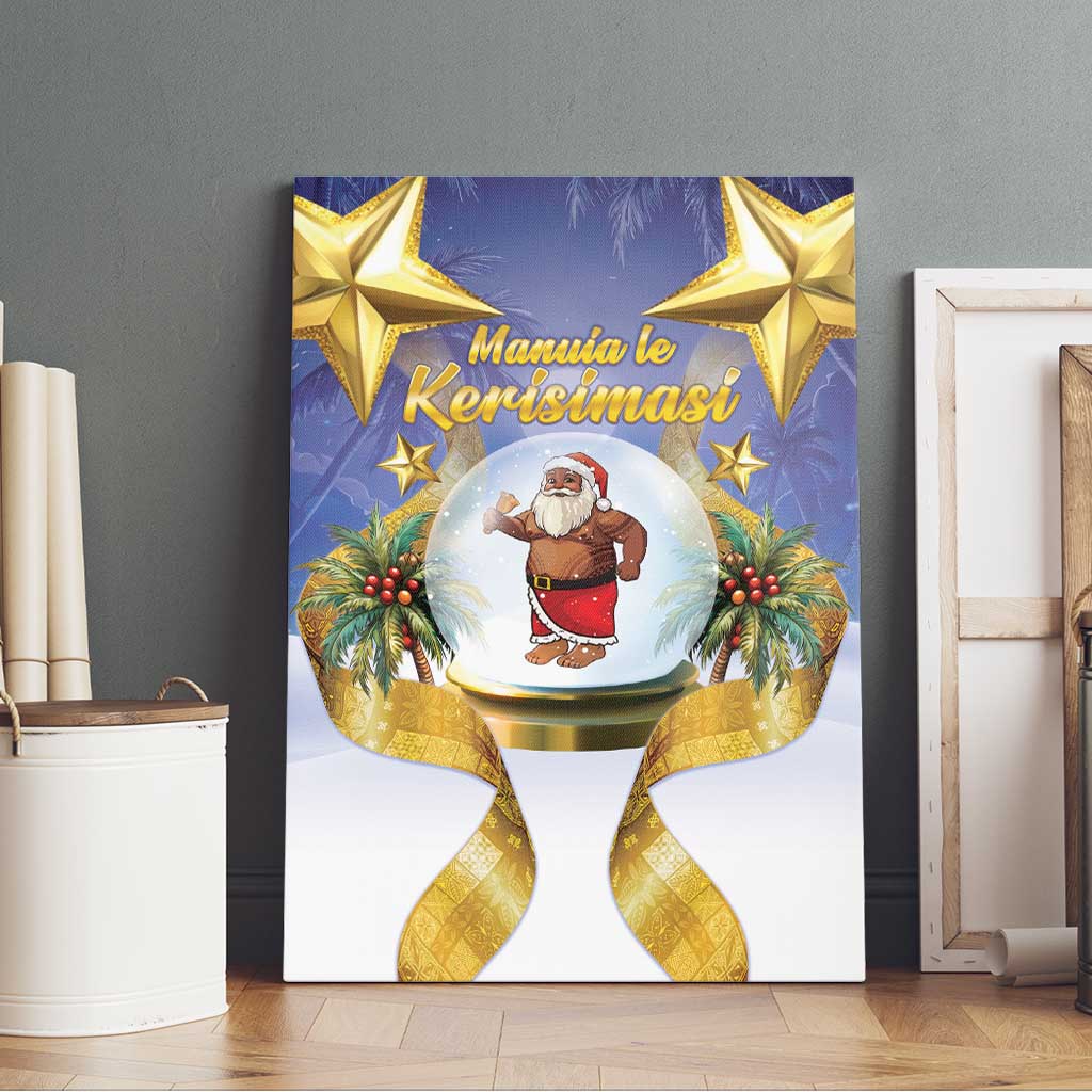 Samoa Christmas Canvas Wall Art Snow Globe With Samoan Santa - Polynesian Pride