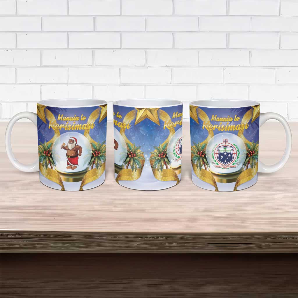 Samoa Christmas Ceramic Mug Snow Globe With Samoan Santa - Polynesian Pride