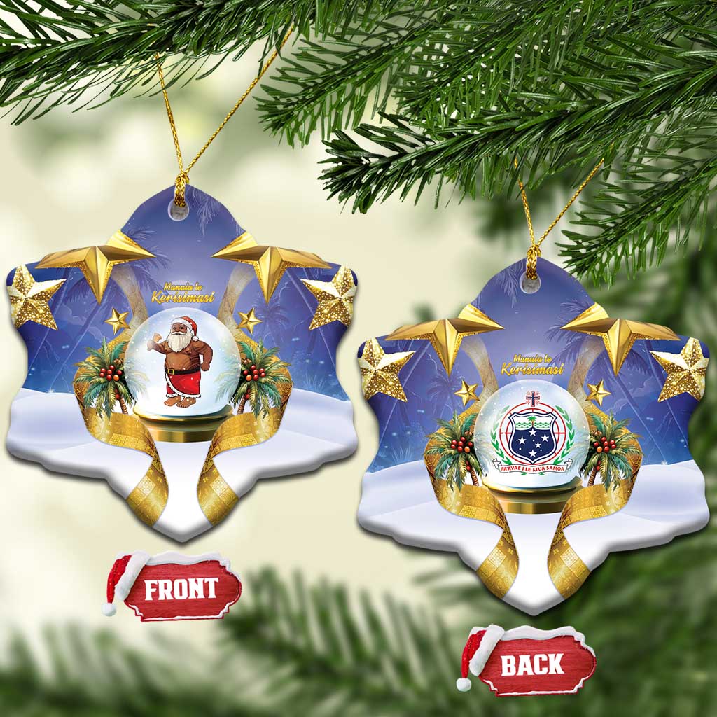 Samoa Christmas Ceramic Ornament Snow Globe With Samoan Santa - Polynesian Pride