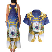 Samoa Christmas Couples Matching Tank Maxi Dress and Hawaiian Shirt Snow Globe With Samoan Santa - Polynesian Pride