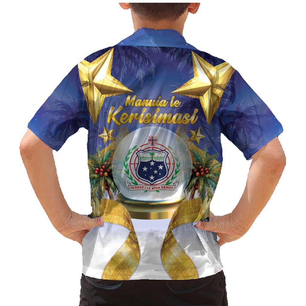 Samoa Christmas Family Matching Mermaid Dress and Hawaiian Shirt Snow Globe With Samoan Santa - undefined