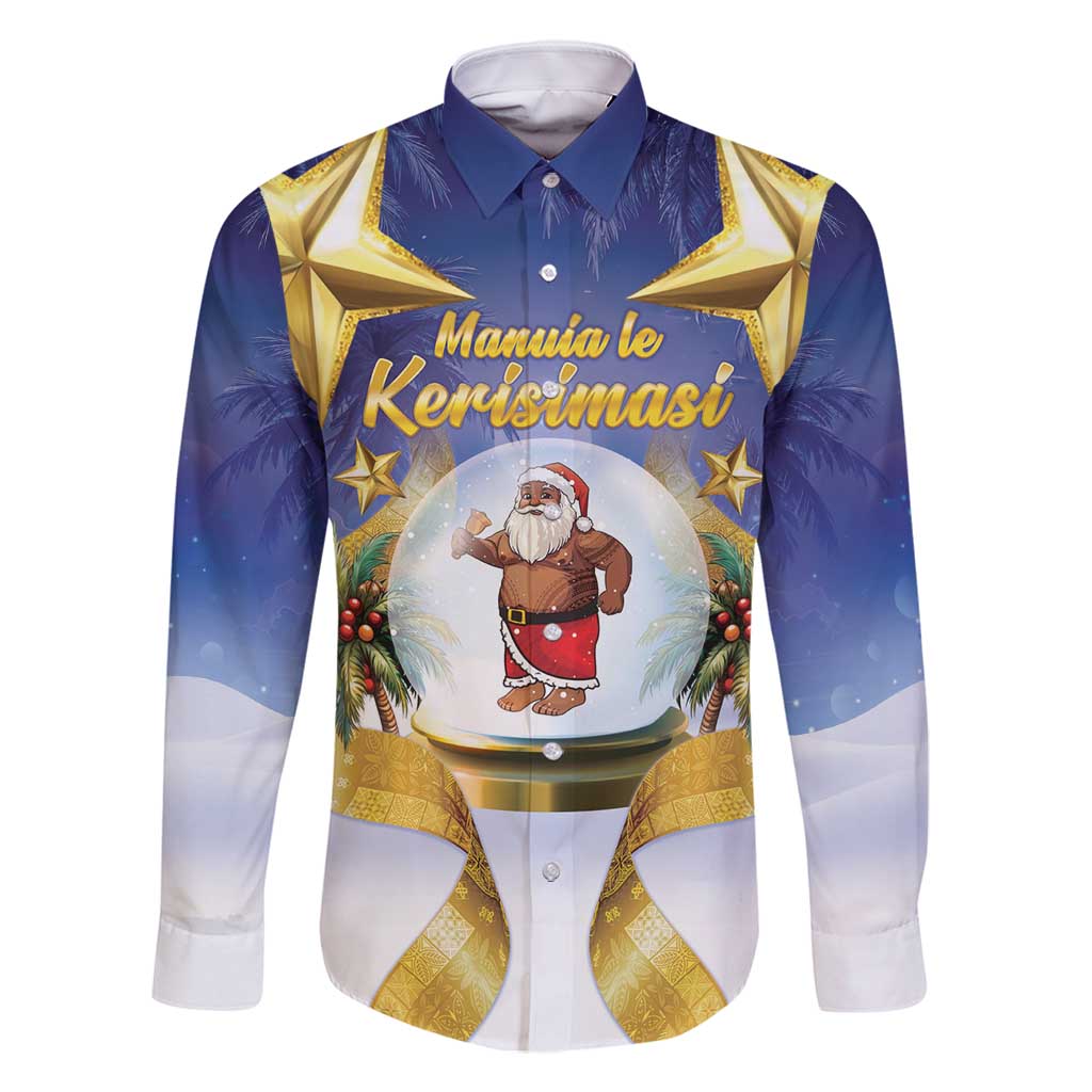 Samoa Christmas Family Matching Mermaid Dress and Hawaiian Shirt Snow Globe With Samoan Santa - undefined