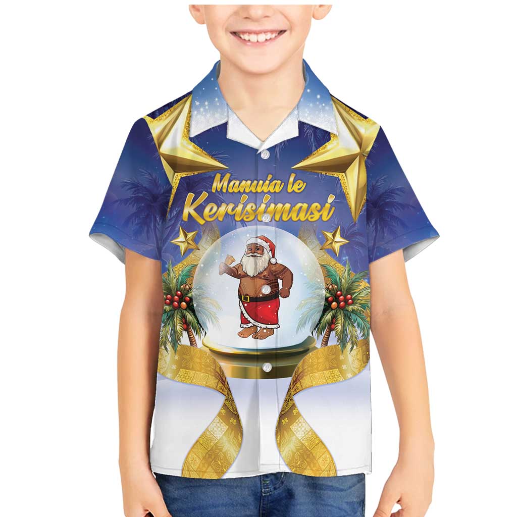 Samoa Christmas Family Matching Mermaid Dress and Hawaiian Shirt Snow Globe With Samoan Santa - undefined