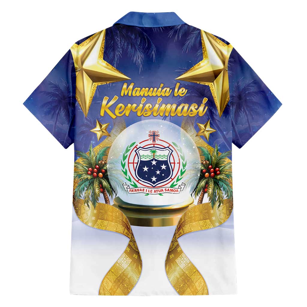 Samoa Christmas Family Matching Off Shoulder Maxi Dress and Hawaiian Shirt Snow Globe With Samoan Santa - Polynesian Pride