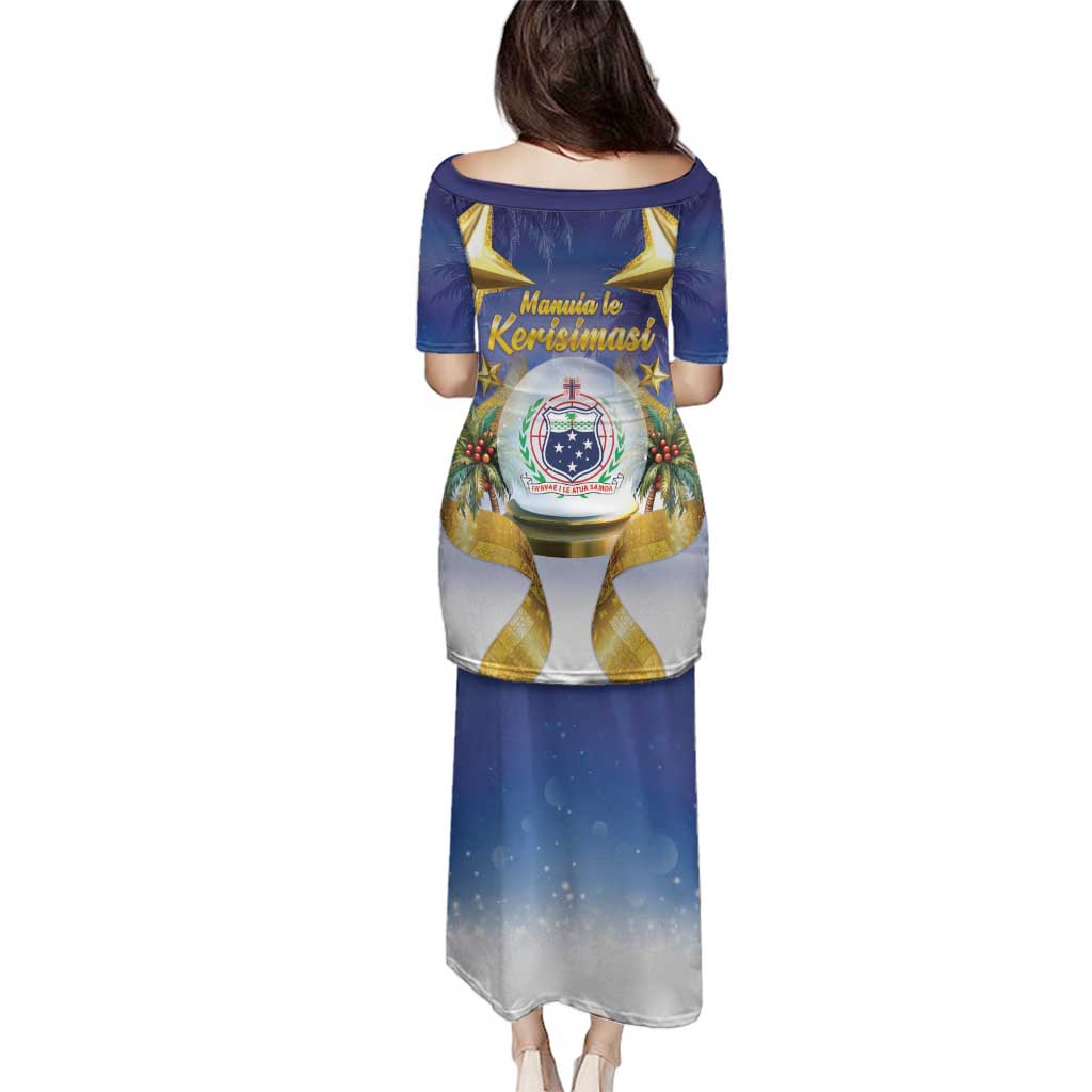 Samoa Christmas Family Matching Puletasi and Hawaiian Shirt Snow Globe With Samoan Santa - Polynesian Pride