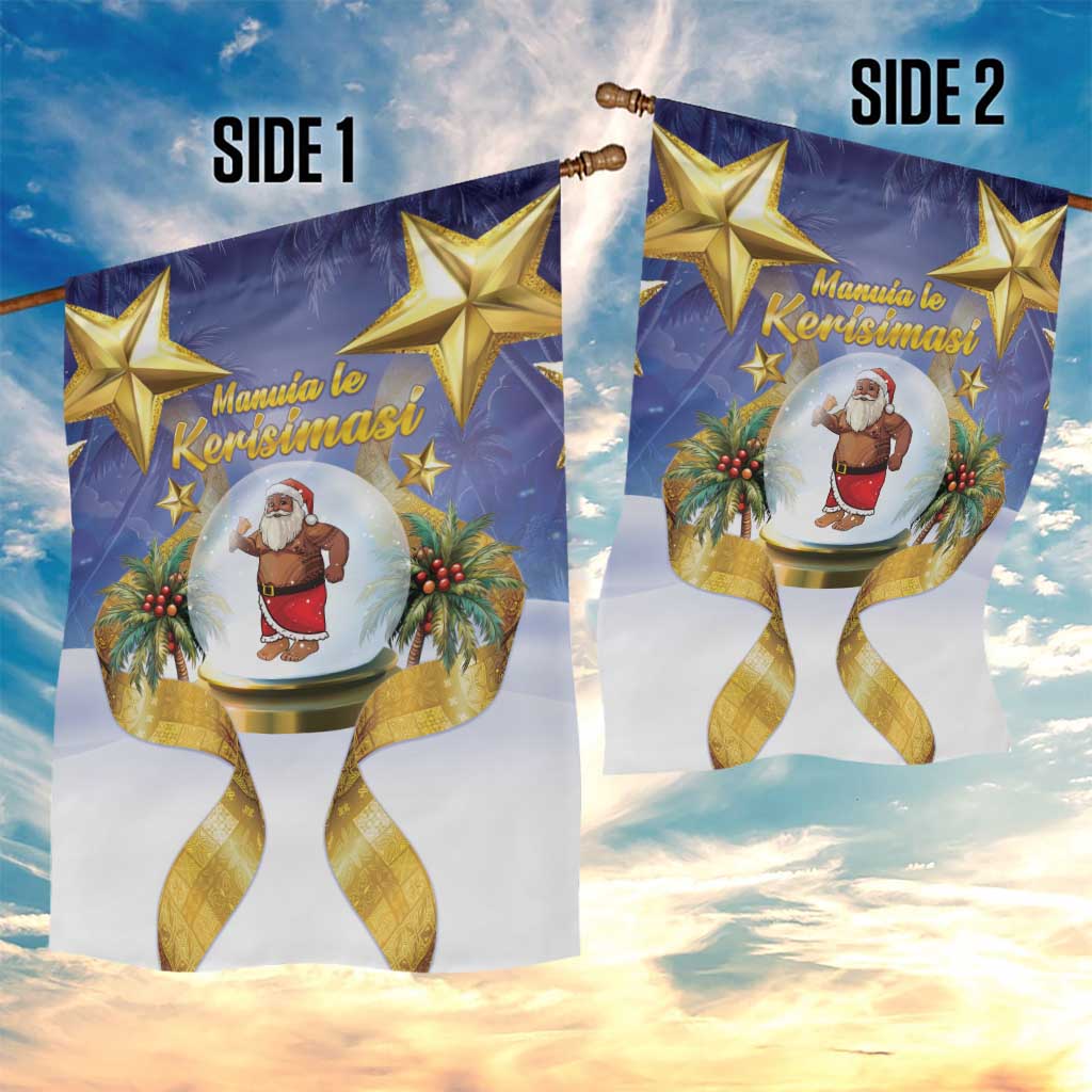 Samoa Christmas Garden Flag Snow Globe With Samoan Santa - Polynesian Pride