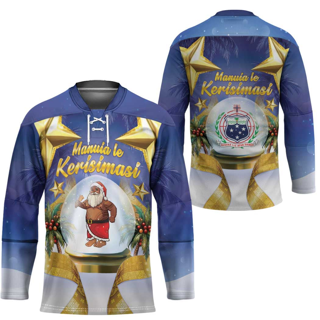Samoa Christmas Hockey Jersey Snow Globe With Samoan Santa LT05 - Polynesian Pride