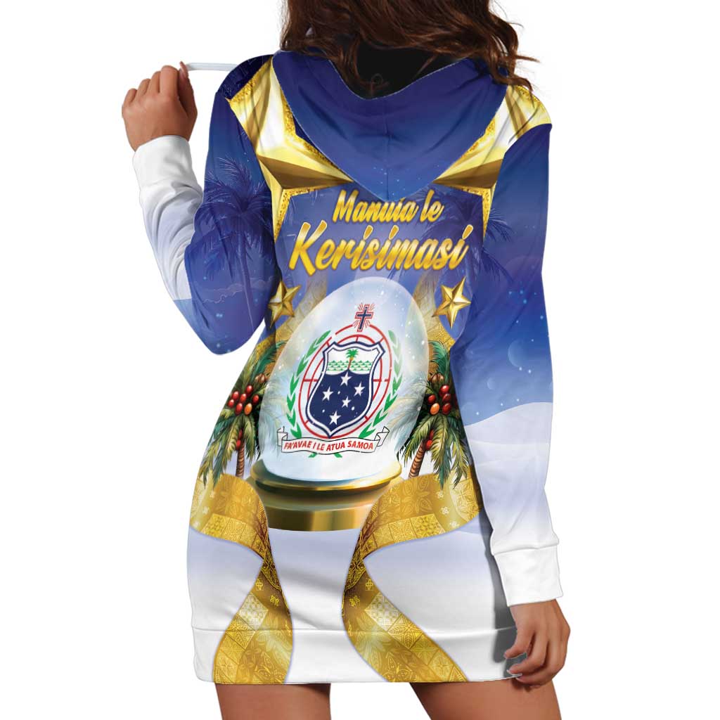 Samoa Christmas Hoodie Dress Snow Globe With Samoan Santa LT05 - Polynesian Pride