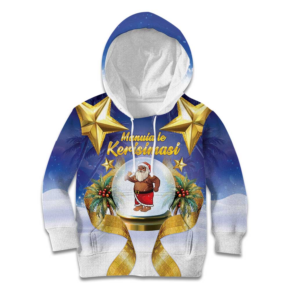 Samoa Christmas Kid Hoodie Snow Globe With Samoan Santa - Polynesian Pride