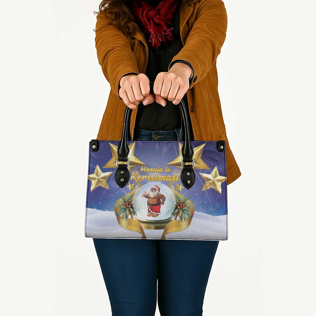 Samoa Christmas Leather Bag Snow Globe With Samoan Santa - Polynesian Pride