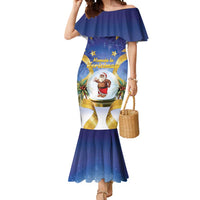 Samoa Christmas Mermaid Dress Snow Globe With Samoan Santa LT05 Women Navy - Polynesian Pride