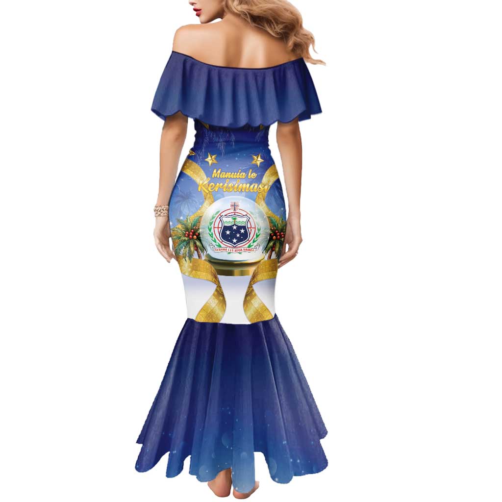 Samoa Christmas Mermaid Dress Snow Globe With Samoan Santa LT05 - Polynesian Pride