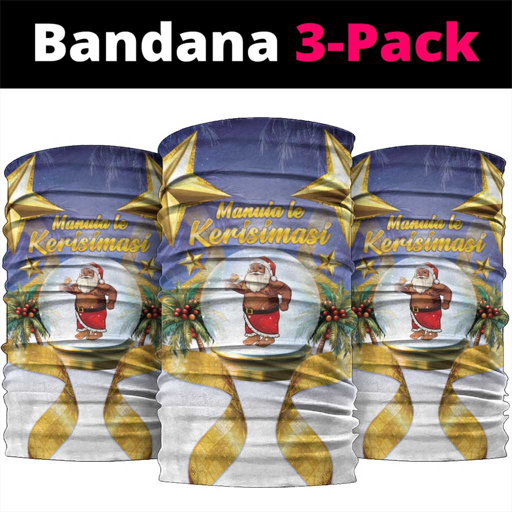 Samoa Christmas Neck Gaiter Snow Globe With Samoan Santa LT05 package One Size: 25*50cm Navy - Polynesian Pride