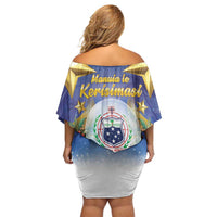 Samoa Christmas Off Shoulder Short Dress Snow Globe With Samoan Santa LT05 - Polynesian Pride