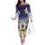Samoa Christmas Off The Shoulder Long Sleeve Dress Snow Globe With Samoan Santa - Polynesian Pride