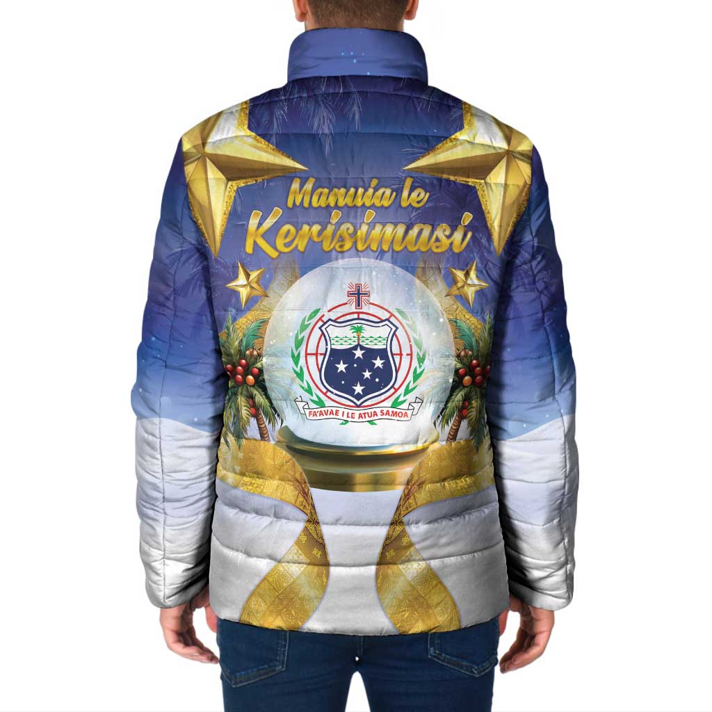 Samoa Christmas Padded Jacket Snow Globe With Samoan Santa - Polynesian Pride
