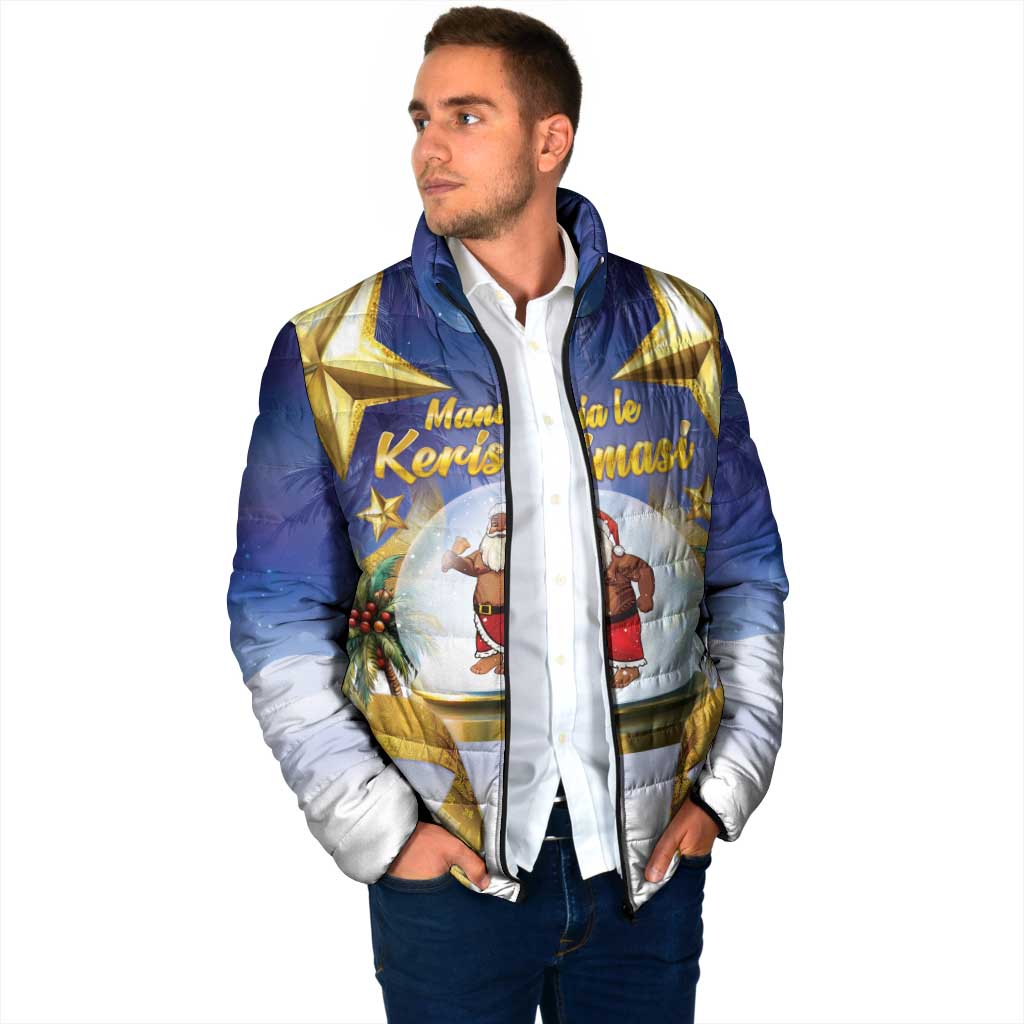 Samoa Christmas Padded Jacket Snow Globe With Samoan Santa - Polynesian Pride