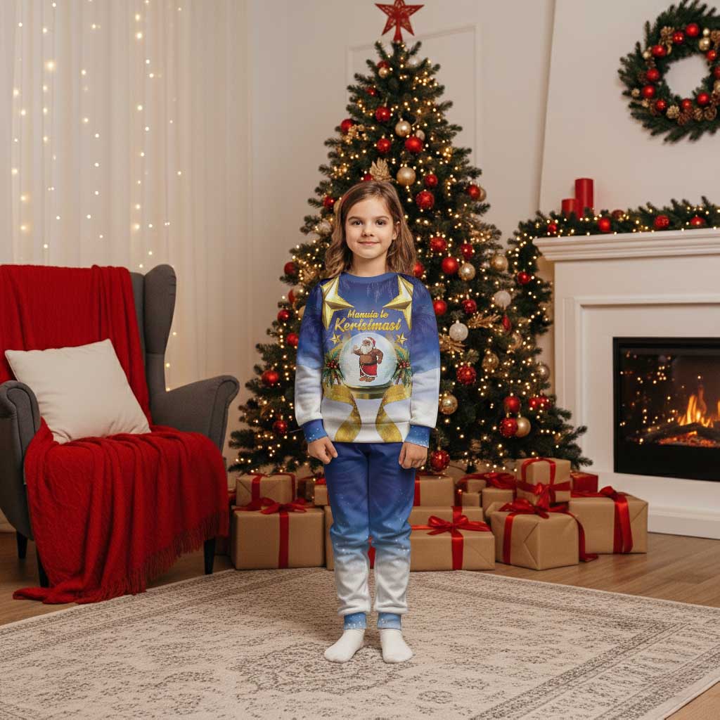 Samoa Christmas Pajama Set Snow Globe With Samoan Santa - Polynesian Pride