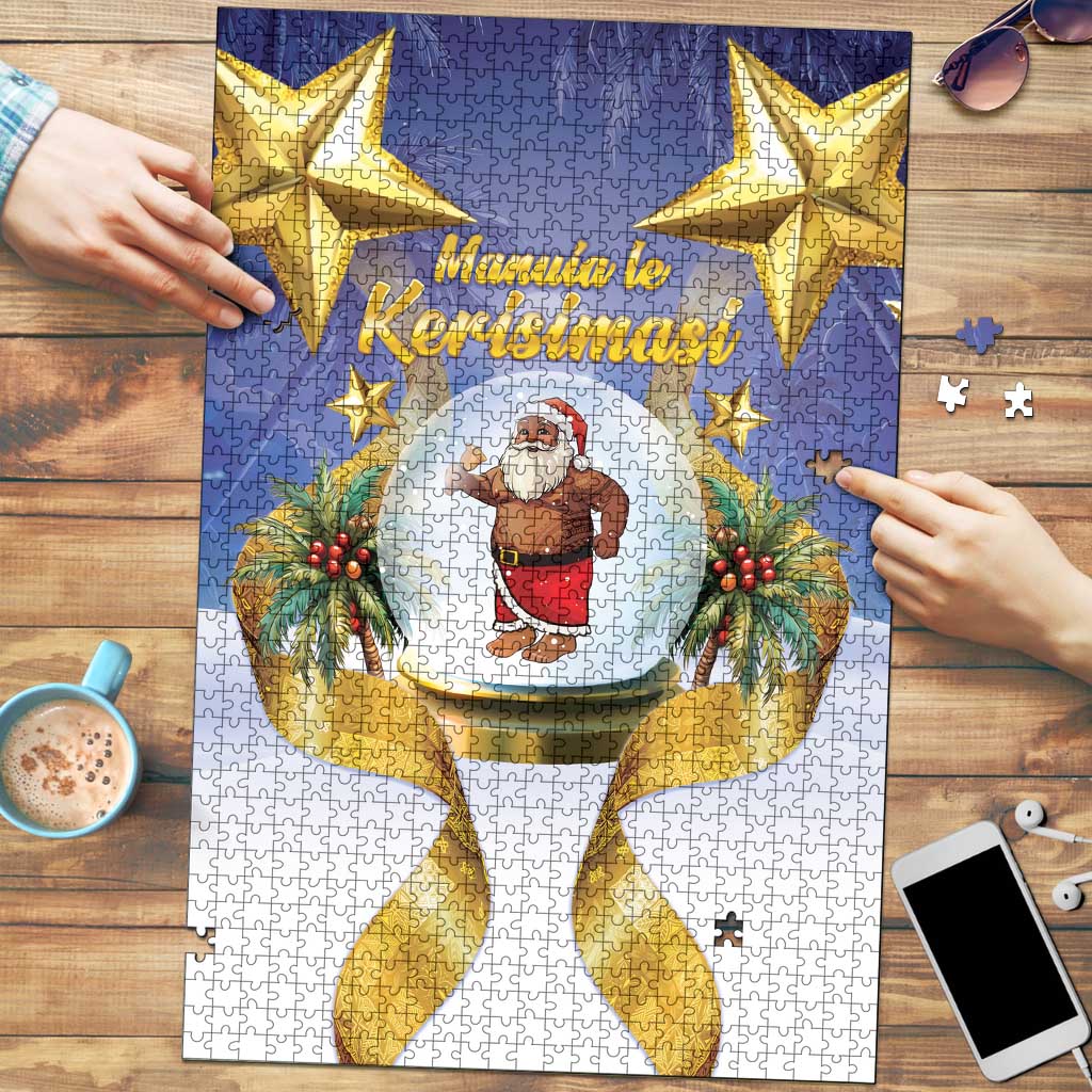 Samoa Christmas Puzzle Snow Globe With Samoan Santa - Polynesian Pride