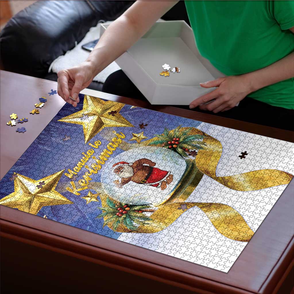 Samoa Christmas Puzzle Snow Globe With Samoan Santa - Polynesian Pride