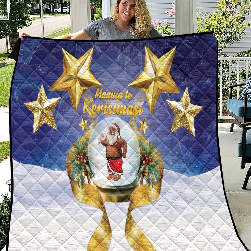Samoa Christmas Quilt Snow Globe With Samoan Santa LT05 Navy - Polynesian Pride