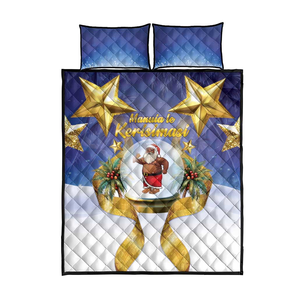 Samoa Christmas Quilt Bed Set Snow Globe With Samoan Santa - Polynesian Pride