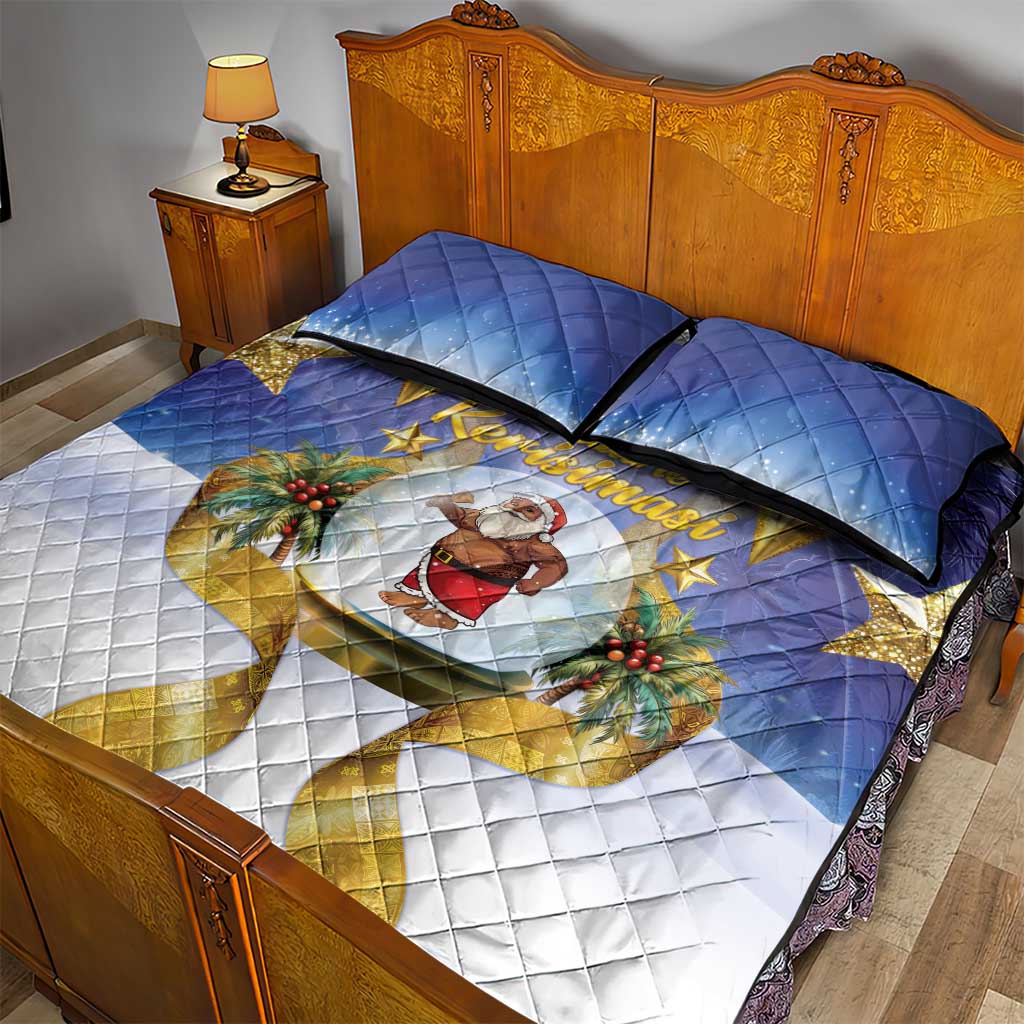 Samoa Christmas Quilt Bed Set Snow Globe With Samoan Santa - Polynesian Pride