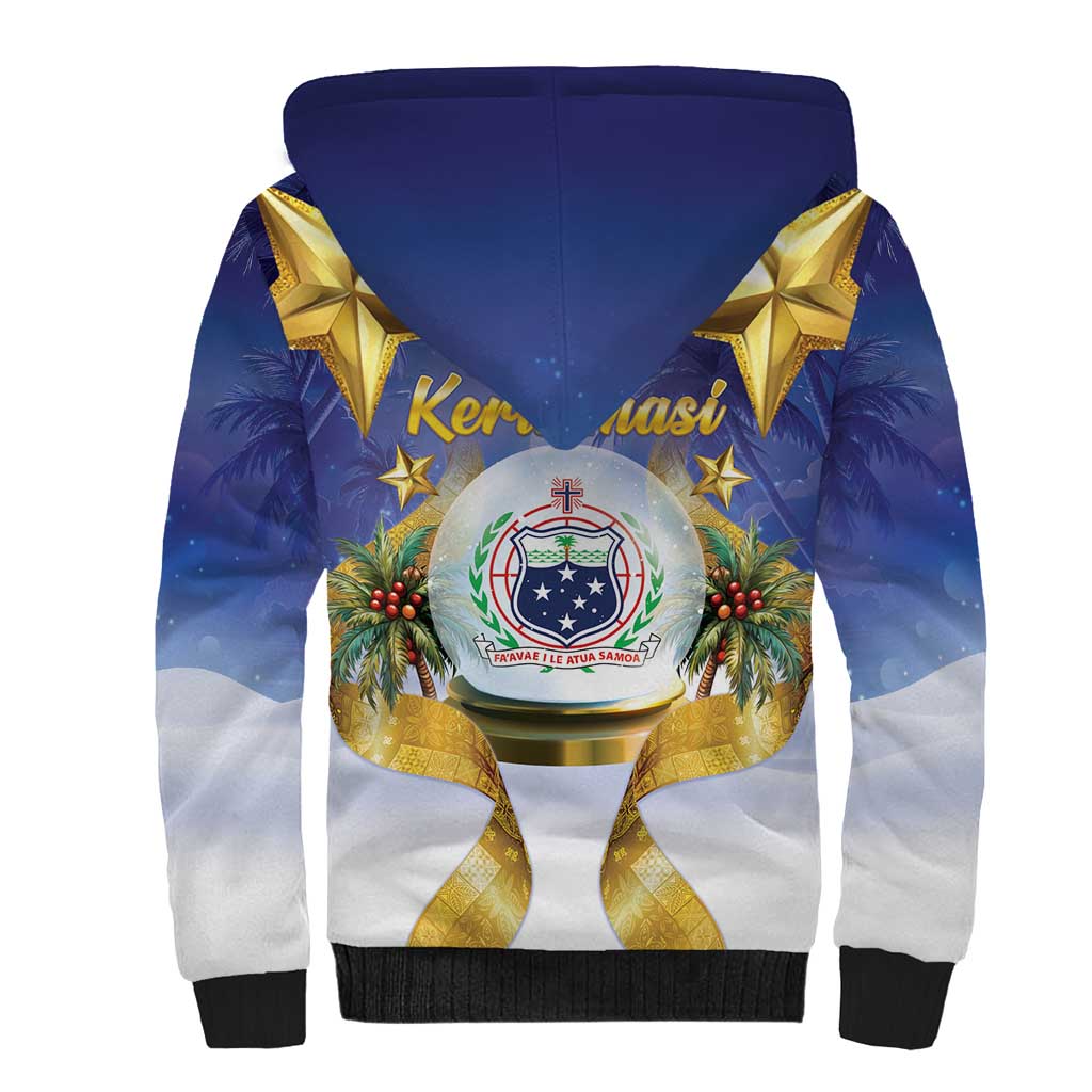 Samoa Christmas Sherpa Hoodie Snow Globe With Samoan Santa LT05 - Polynesian Pride
